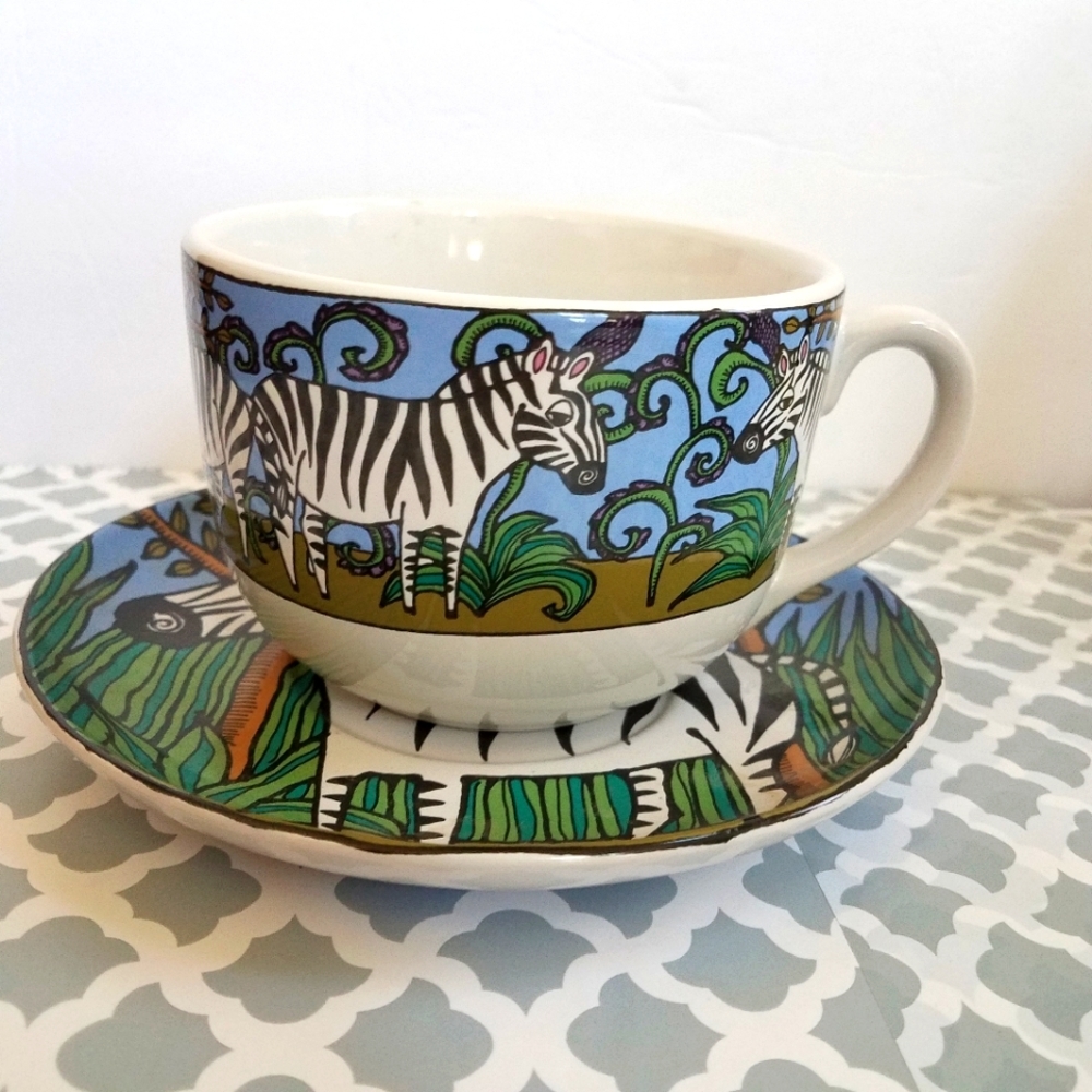 Ursula Dodge Endangered Species Zebra Cup & Saucer